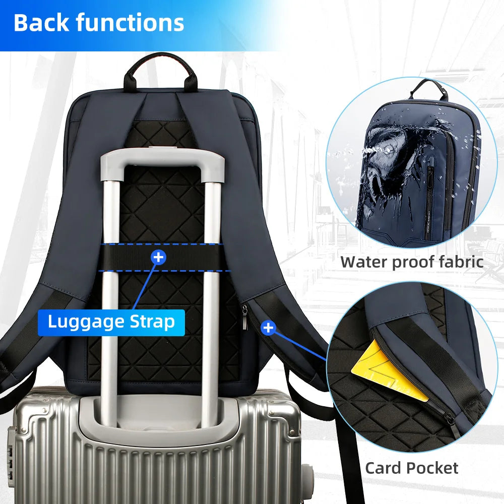 HK Slim Backpack For Men 15.6 Inch Laptop Bags Waterproof Minimalist Business Backpack With USB Charging Casual Travel Work Bag-EXPROTAS