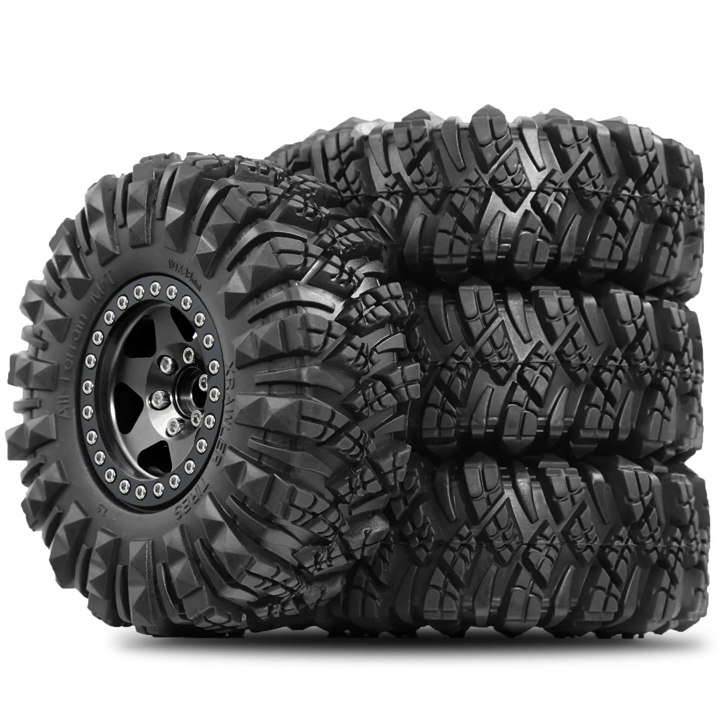 4Pcs RC Crawler Wheel Beadlock Metal Rim Tyres 1.9" for Axial TRX-4