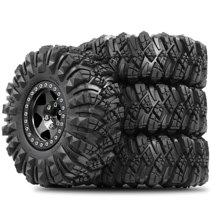 4Pcs RC Crawler Wheel Beadlock Metal Rim Tyres 1.9" for Axial TRX-4
