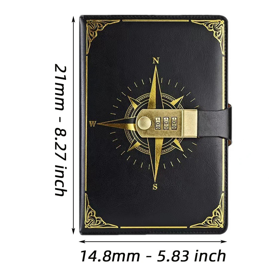 Retro Password Book A5 Lockable Notebook Diary Journal Travel Student