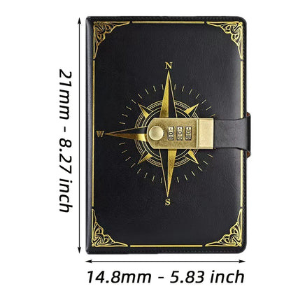 Retro Password Book A5 Lockable Notebook Diary Journal Travel Student