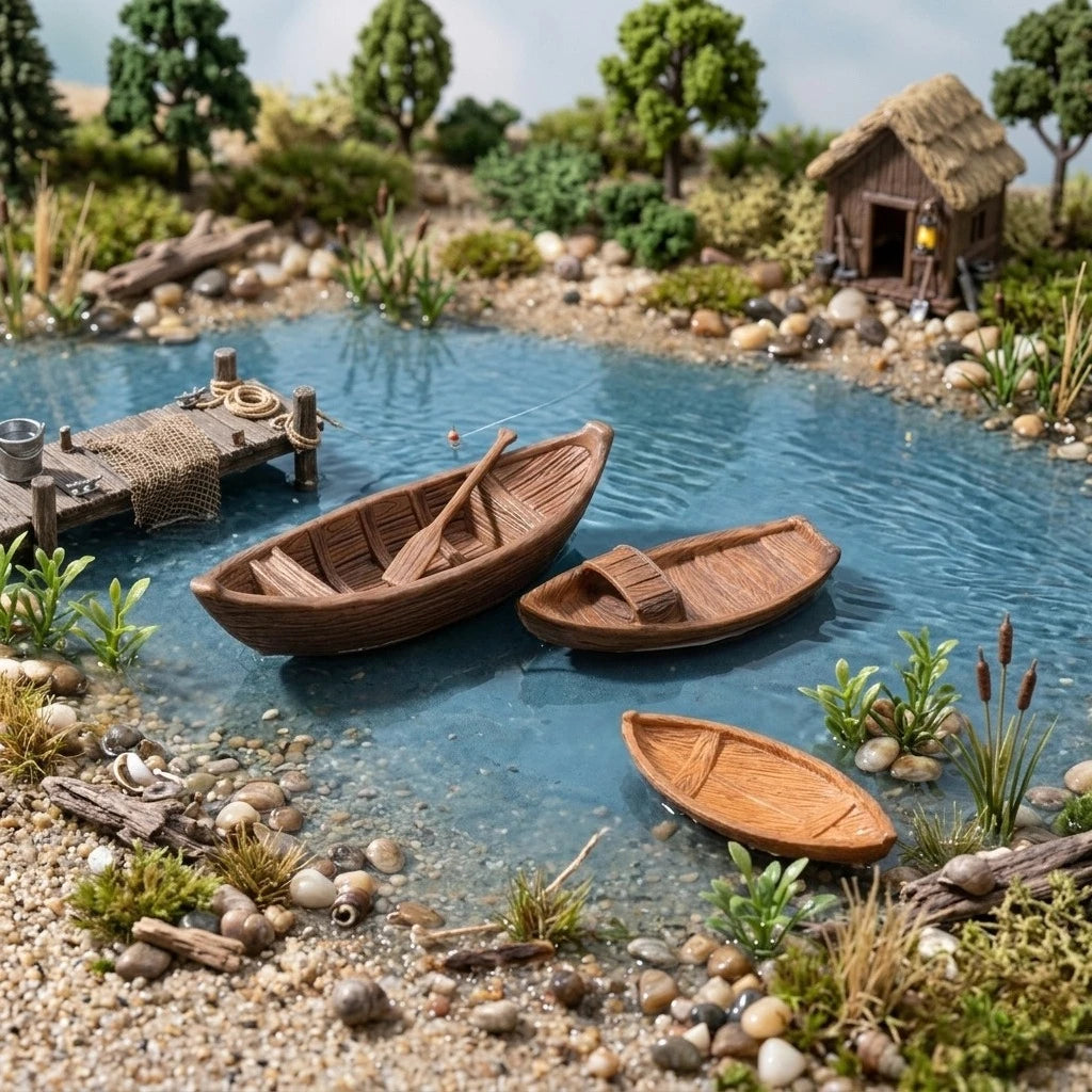 9Pcs Miniature Boat Figurines for Garden Sand Tray Decor