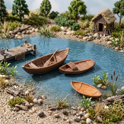 9Pcs Miniature Boat Figurines for Garden Sand Tray Decor