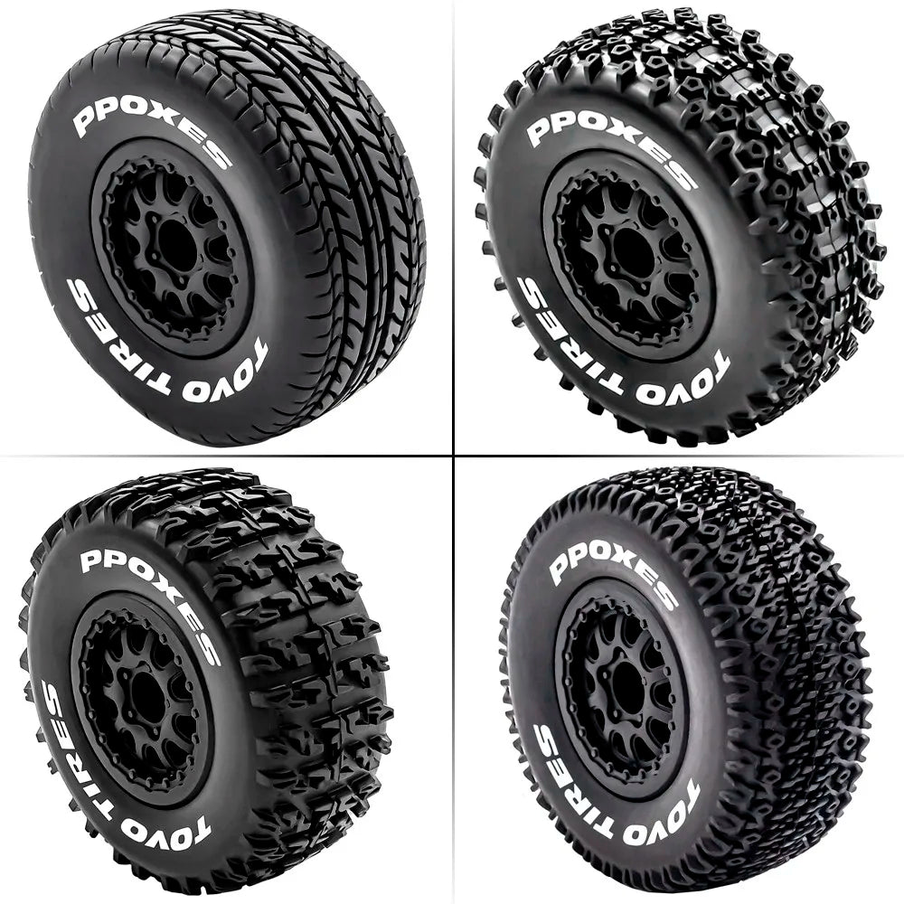 4Pcs 112mm Truck Tires Tyre 1/10 Short Course RC Wheels 12mm Hex Arrma