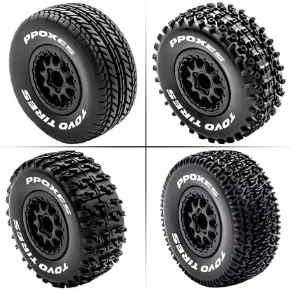 4Pcs 112mm Truck Tires Tyre 1/10 Short Course RC Wheels 12mm Hex Arrma