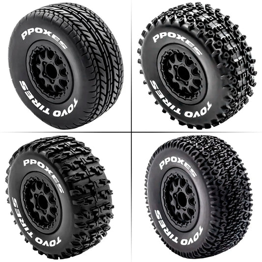 4Pcs 112mm Truck Tires Tyre 1/10 Short Course RC Wheels 12mm Hex Arrma