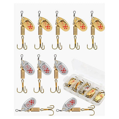 10Pcs Metal Bait Fishing Spinner Spoon Lures for Bass Trout Perch Pike