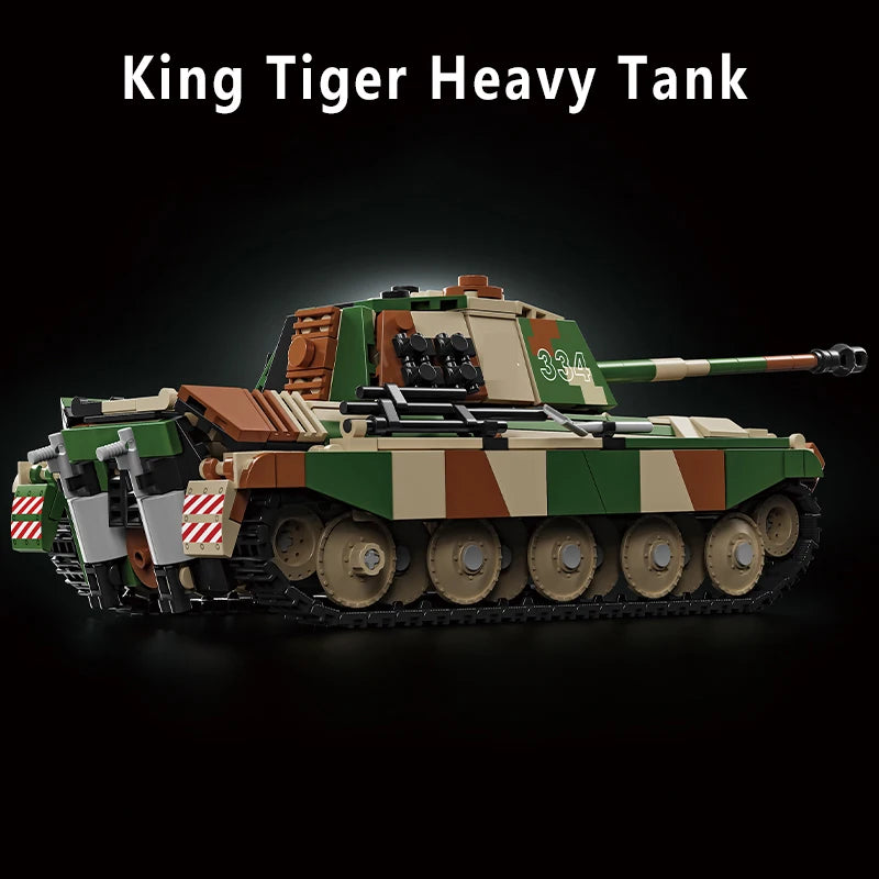 WW2 German King Tiger Heavy Tank Building Blocks Military Brick Model Toy Set