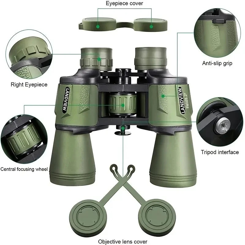 20x50 Binoculars FMC Coated BAK4 Prism IPX4 Waterproof Camping Hunting Hiking