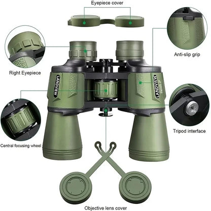 20x50 Binoculars FMC Coated BAK4 Prism IPX4 Waterproof Camping Hunting Hiking