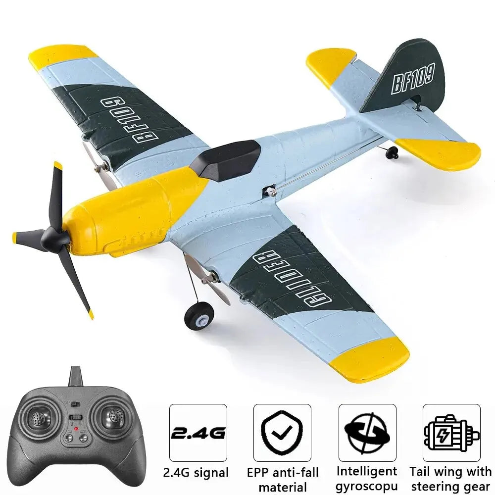 BF109 RC Plane 2.4G 3CH EPP Foam Remote Control Fighter Fixed Wingspan Glider Outdoor RTF RC Warbird Airplane Toys Gifts-EXPROTAS
