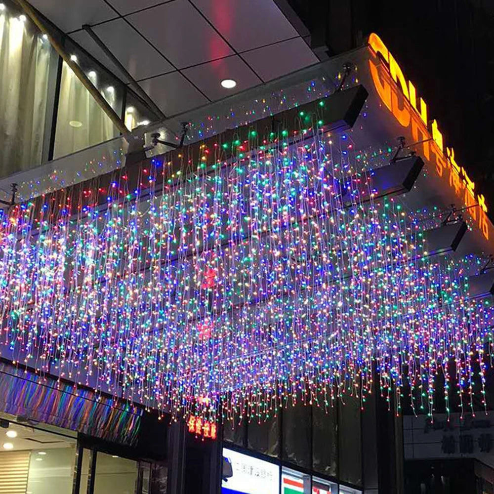 3.5-40M LED Icicle String Lights Christmas Curtain Fairy Lights Garland Remote Outdoor For New Year Wedding Street Holiday Decor-EXPROTAS