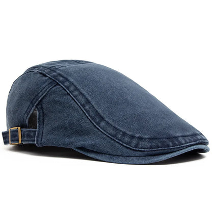 Men's Flat Cap Newsboy Gatsby Retro Driving Hat Washed Denim Outdoor