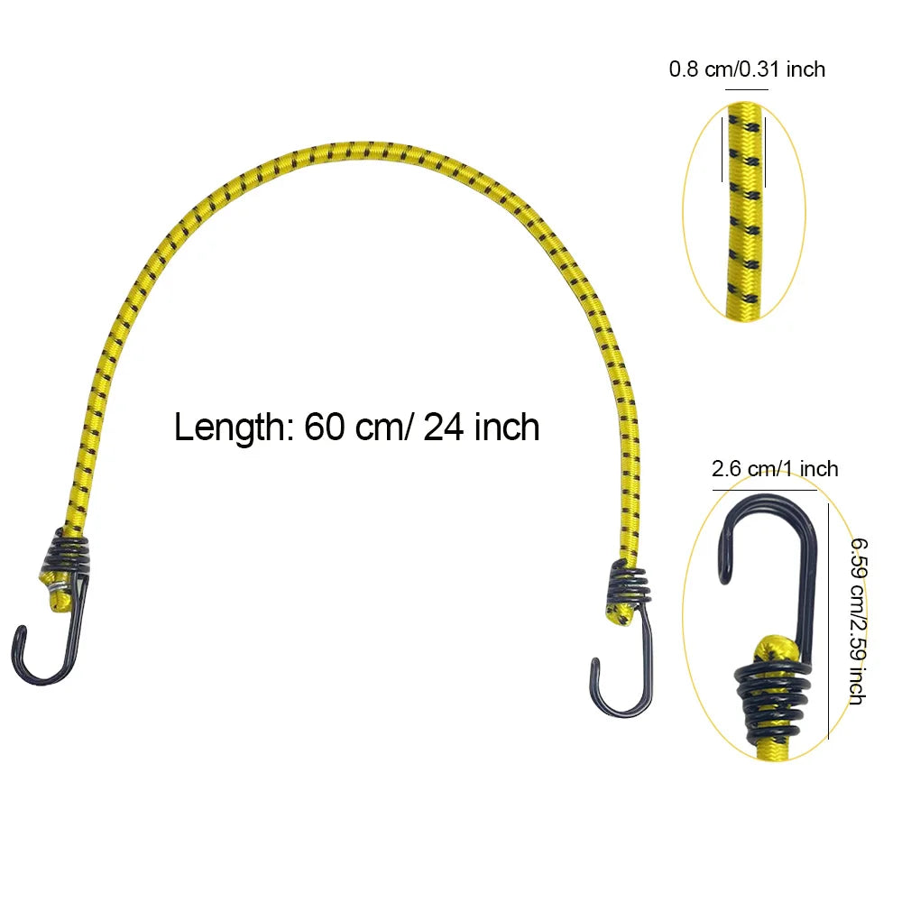 8Pcs 60cm Elastic Straps Bungee Cords with Hooks for Luggage Car Bike
