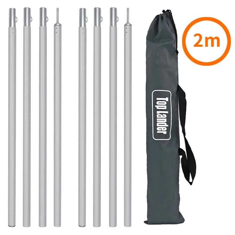 Adjustable Aluminum Tarp Poles 2m 1.9m Tent Awning Support Rods
