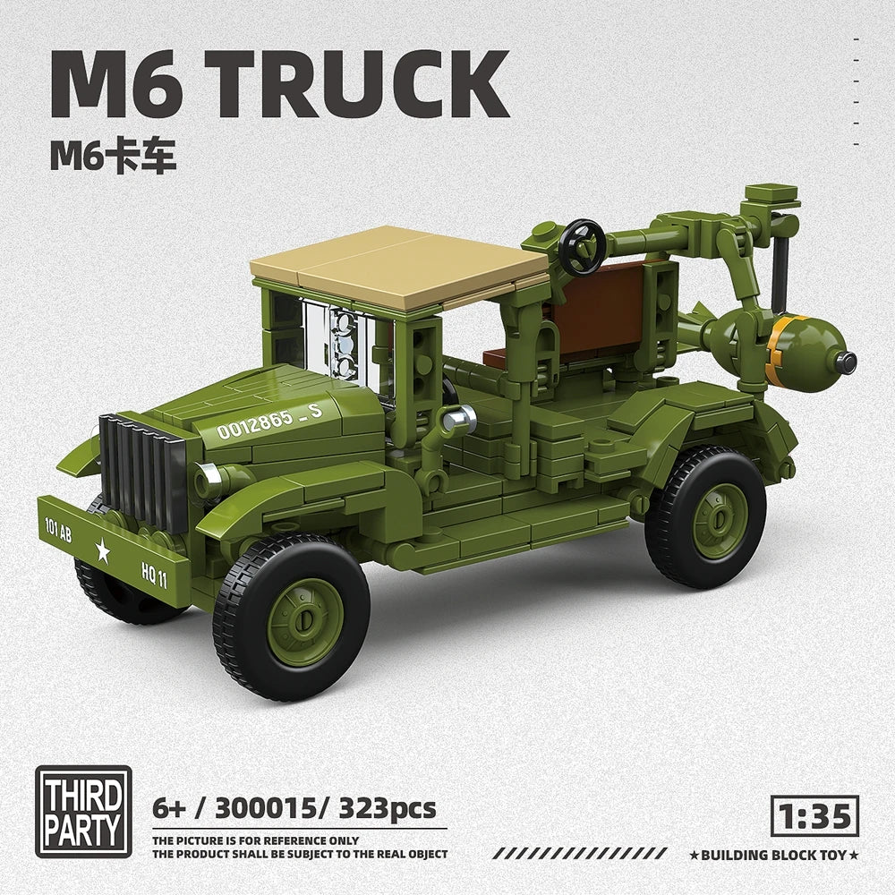 M3A1 Scout Car M6 Truck M22 Locust WW2 Normandy Building Blocks Military Brick Set Gift