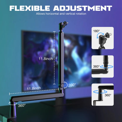 FIFINE Low-Profile Microphone Boom Arm Stand Desk Mount with Cable Management for K688 AM8 (BM88)