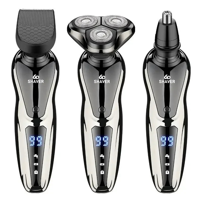 New Shaver LCD Electric Razor 3-in-1 Beard Trimmer Nose Hair Cutter Wet Dry Use
