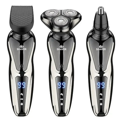 New Shaver LCD Electric Razor 3-in-1 Beard Trimmer Nose Hair Cutter Wet Dry Use
