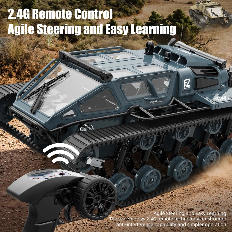 JJRC C8812 LED Light Full Scale Tracked Tank Simulation Model Toy RC Car Model Drift Remote Control Off-Road Vehicle Boy Gift-EXPROTAS