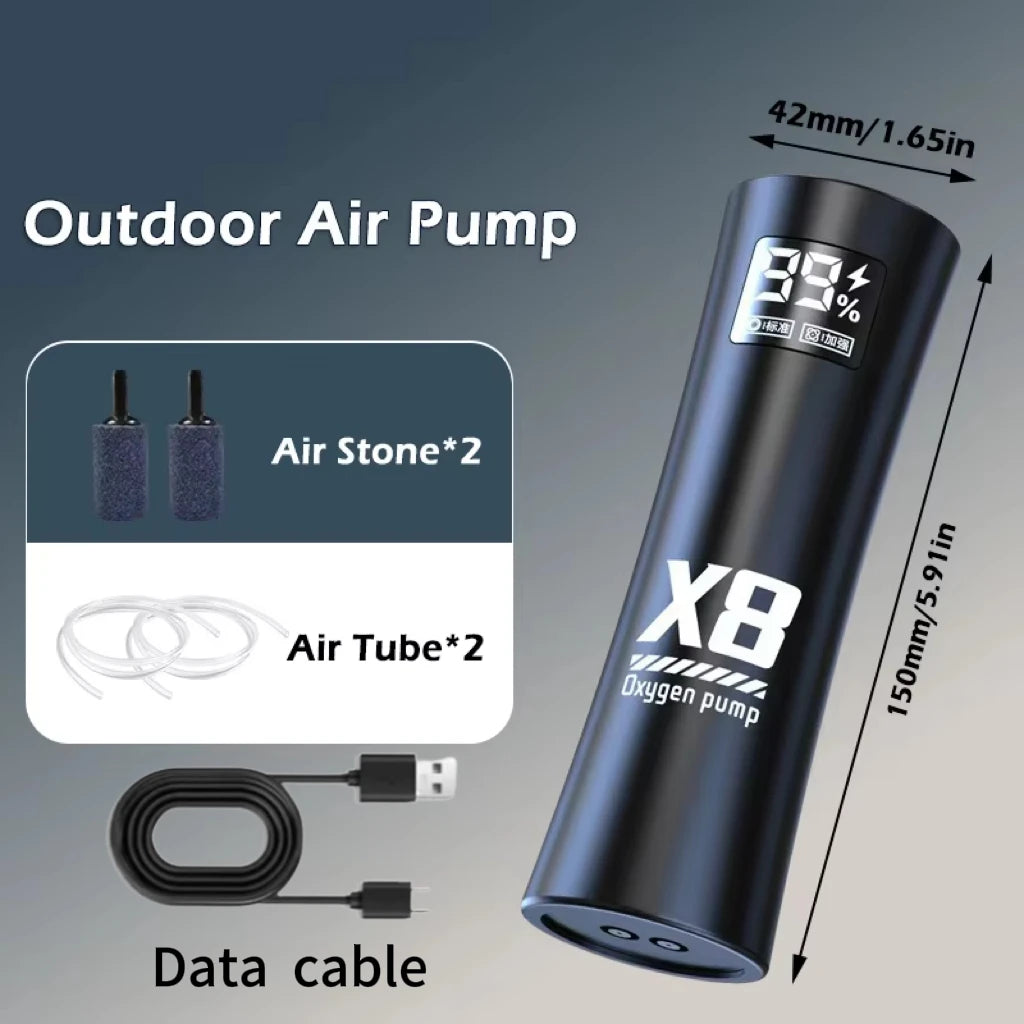 2400mAh USB Aquarium Fish Tank Oxygen Pump Portable Rechargeable Aerator