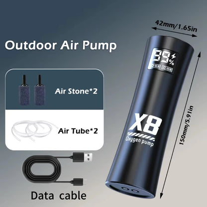 2400mAh USB Aquarium Fish Tank Oxygen Pump Portable Rechargeable Aerator