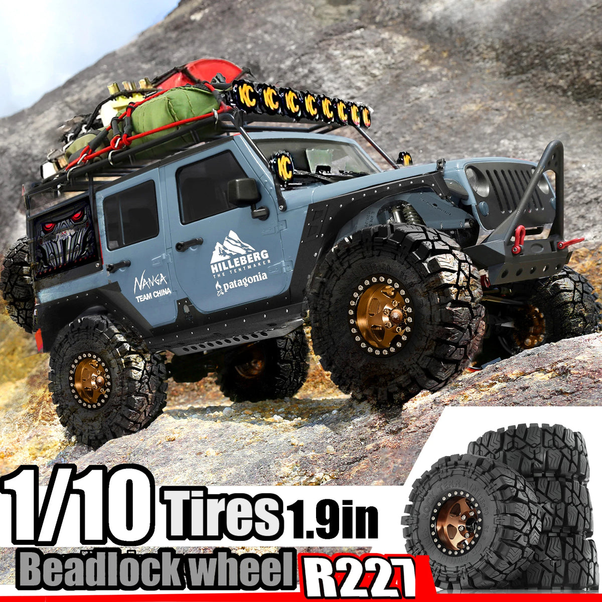 1.9 Inch Wheels and Mud Tires for SCX10 TRX6 Gen7 Gen8 RC Crawler
