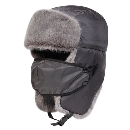 Unisex Winter Earflap Hat Ski Plush Lined Warm Knit Outdoor Cap