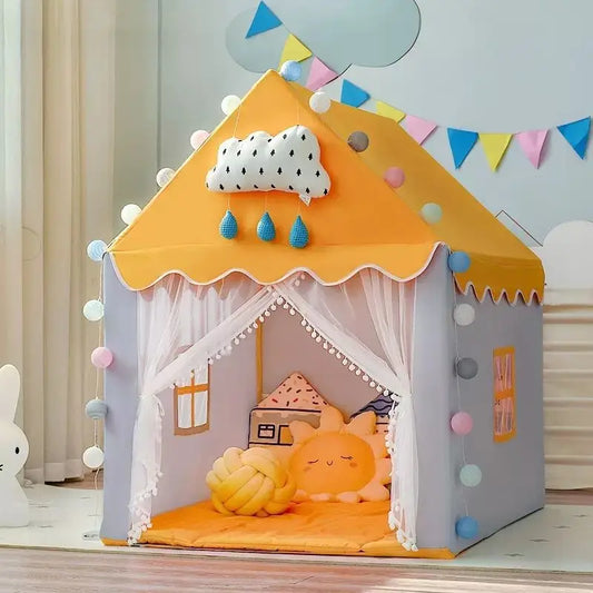 1.35M Large Children Toy Tent  Wigwam Folding Kids Tent Tipi Baby Play House Girls Pink Princess Castle Child Room Decor Gifts-EXPROTAS