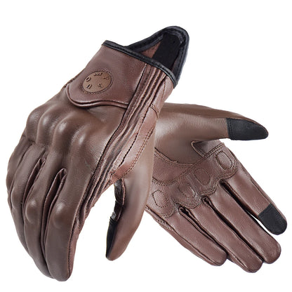 Suomy Vintage Goatskin Motorcycle Gloves Brown Retro Leather Summer Unisex