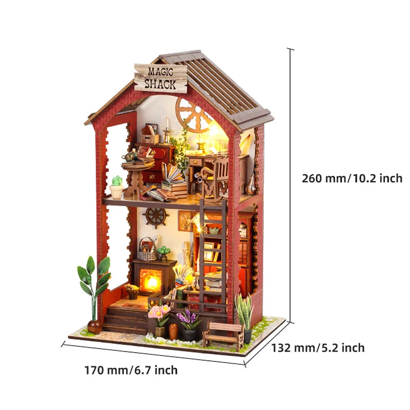 DIY Wooden Book Nook Mini Dollhouse 3D Puzzle Kit Bookshelf Insert Decor Gift - EXPROTAS