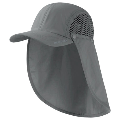 BASSDASH UPF 50+ Fishing Hat Foldable Cap with Removable Neck Flap