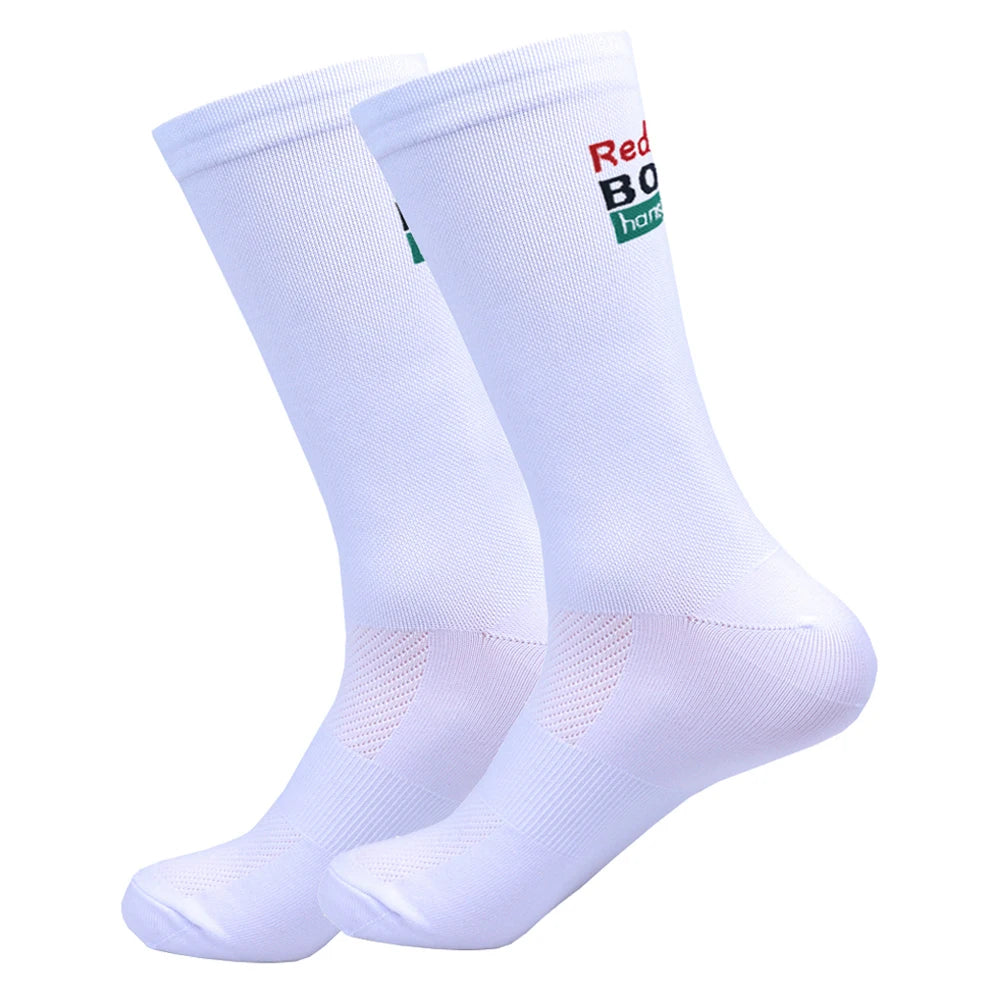 White UAE Cycling Socks FDJ Team Mesh Compression Non-Slip MTB Running