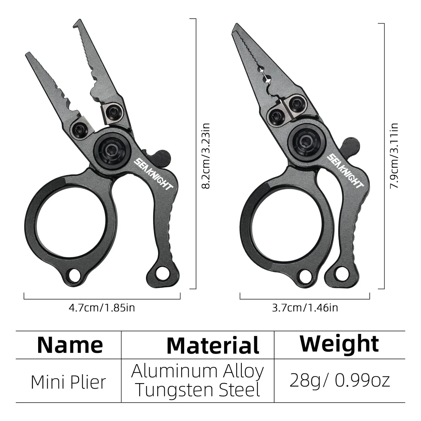 SeaKnight Mini Fishing Pliers, Aluminum Alloy, Tungsten Steel Blade Hook Remover Line Cutter