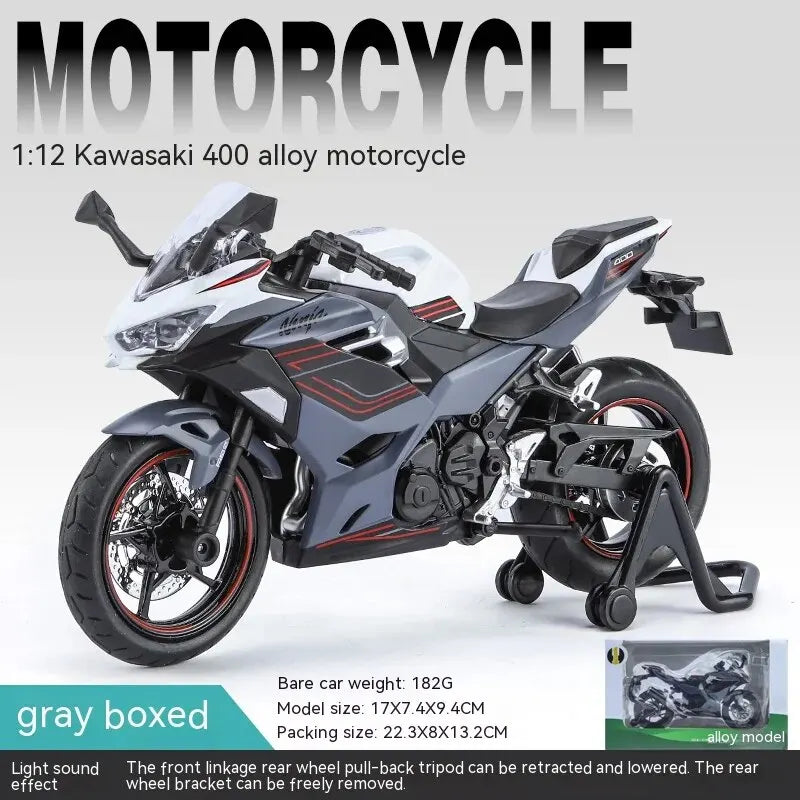 1:12 Kawasaki Motorcycle Die-cast Model - Sound & Light Effects - Authentic Details - Fun for Kids & Motorcycle Lovers-EXPROTAS