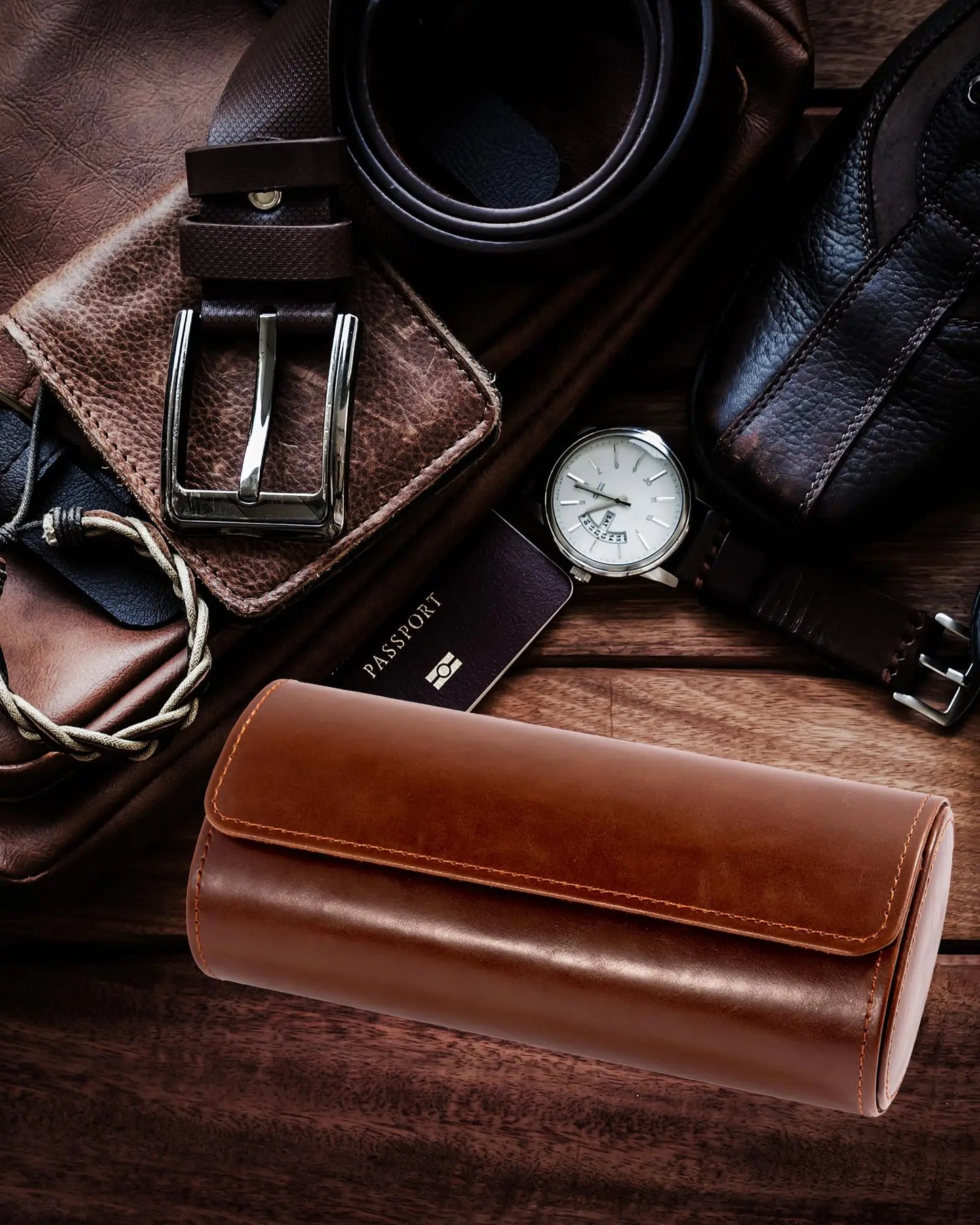 Leather Watch Case for Travel - Classic Rectangle Design, 1 Slot