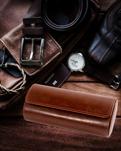 Leather Watch Case for Travel - Classic Rectangle Design, 1 Slot