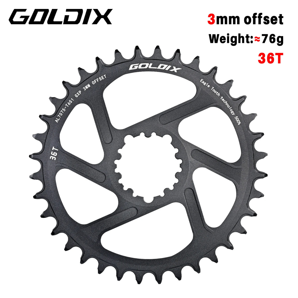 0/3/6mm Offset Goldix Chainring Narrow Wide Direct Mount for SRAM MTB