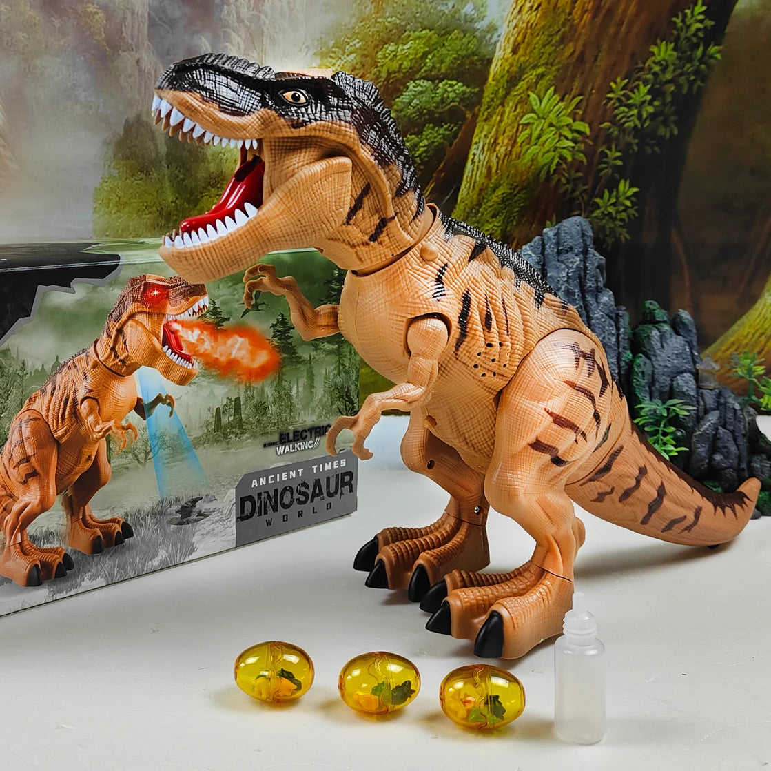 Electric Dinosaur Robot Walking Toy Lay Eggs Light Sound for Kids