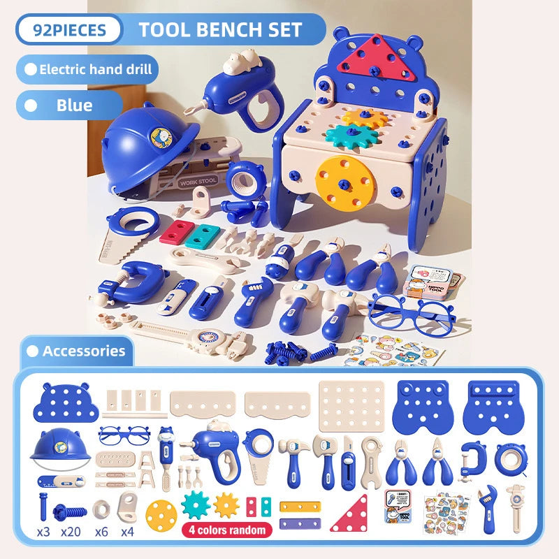 Toolbox Simulation Drill Assembly Toy for Children Home Play
