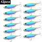 12Pcs Fishing Lure Metal Jigs Spoon Bait 40g 30g 20g 15g Mackerel Bass