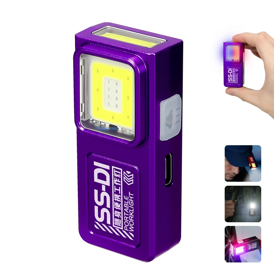 USB Rechargeable LED Work Light Mini Torch Magnetic Flashlight Camping