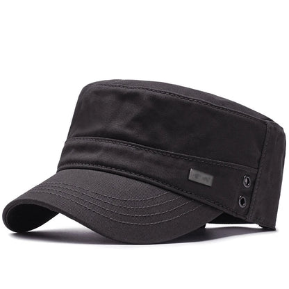 Baseball Cap Men Flat Cotton Sun Hat Casual Peaked Outdoor Brim