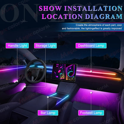 18 in 1 Car Ambient Light RGB LED Acrylic Strip Interior Symphony Bulbs