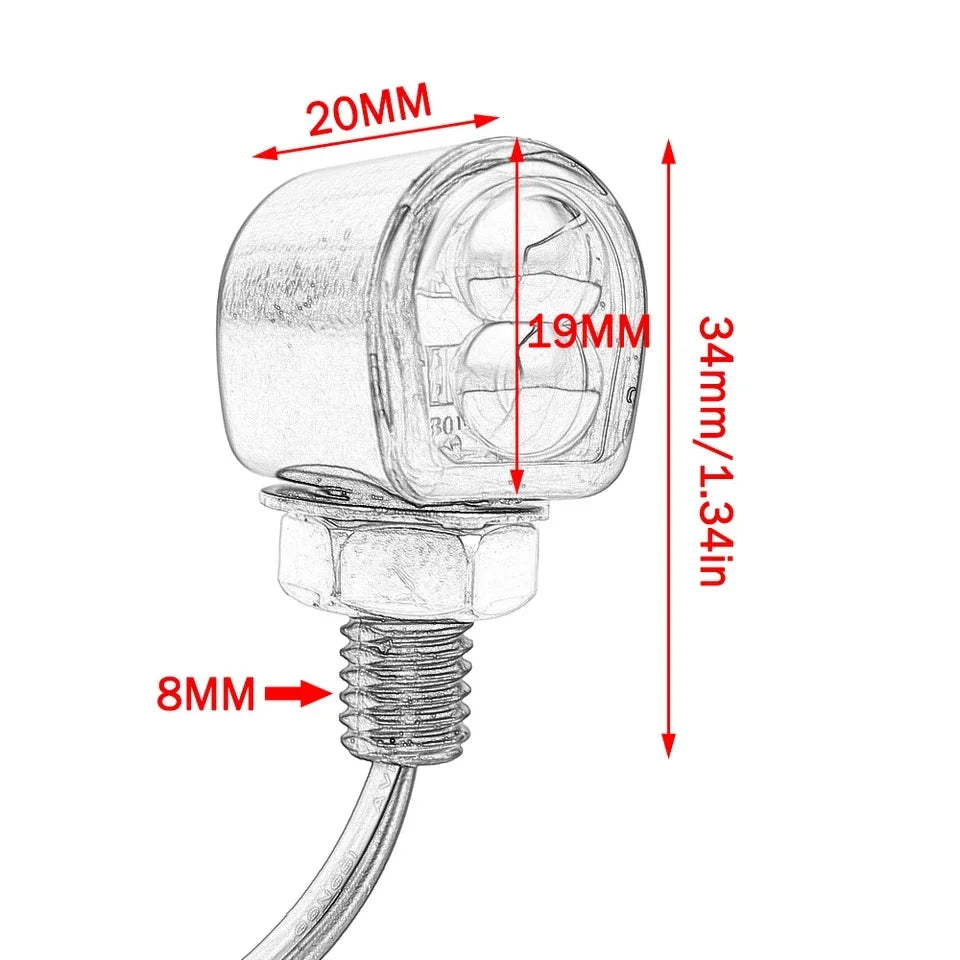 2x Turn Signal Light Motorcycle Amber Indicator Blinker Lamp 12V