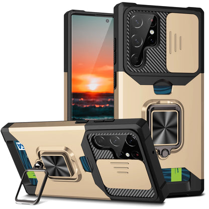 Armour Ring Phone Case for Samsung S21 S22 S23 S24 Ultra Note20 Card Slot