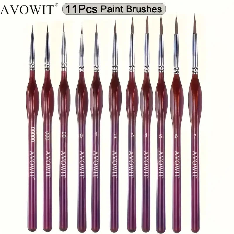 11pcs Detail Brush Set Micro Fine Art Brushes for Painting Miniature Models