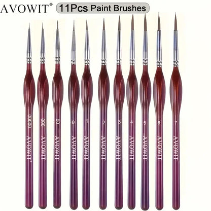 11pcs Detail Brush Set Micro Fine Art Brushes for Painting Miniature Models