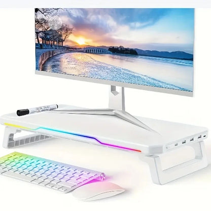 ITLY RGB Monitor Stand w/ 3 USB Ports Desktop Riser for PC Laptop 19.6"