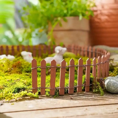 1PC Mini Wooden Fence For Fairy Garden Micro Landscape Dollhouse Ornaments